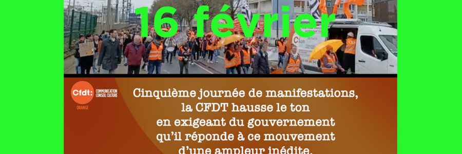 Manifestation et grève du 16 février contre la réforme des retraites