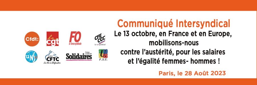 Le 13 octobre, en France et en Europe, mobilisons-nous contre l’austérité, pour les salaires et l’égalité femmes-hommes !