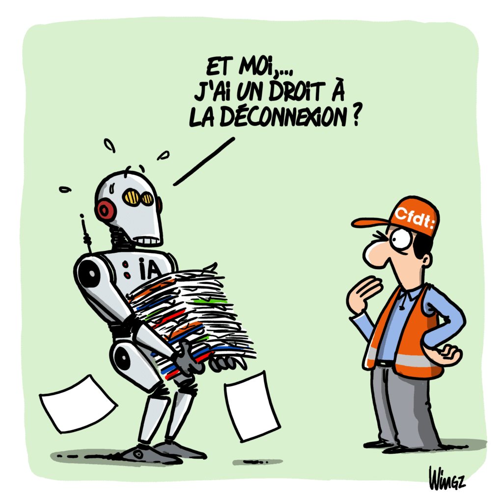 Dessin Wingz, IA,  droit à la déconnexion